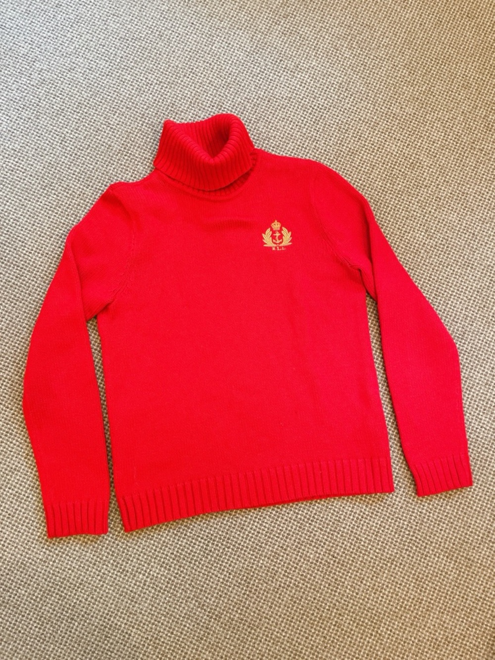 VTG Polo Ralph Lauren 100% Wool Crest Crewneck Sweater Red Womens Medium Preppy